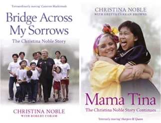Covers of the books Bridge Across My Sorrows and Mama Tina