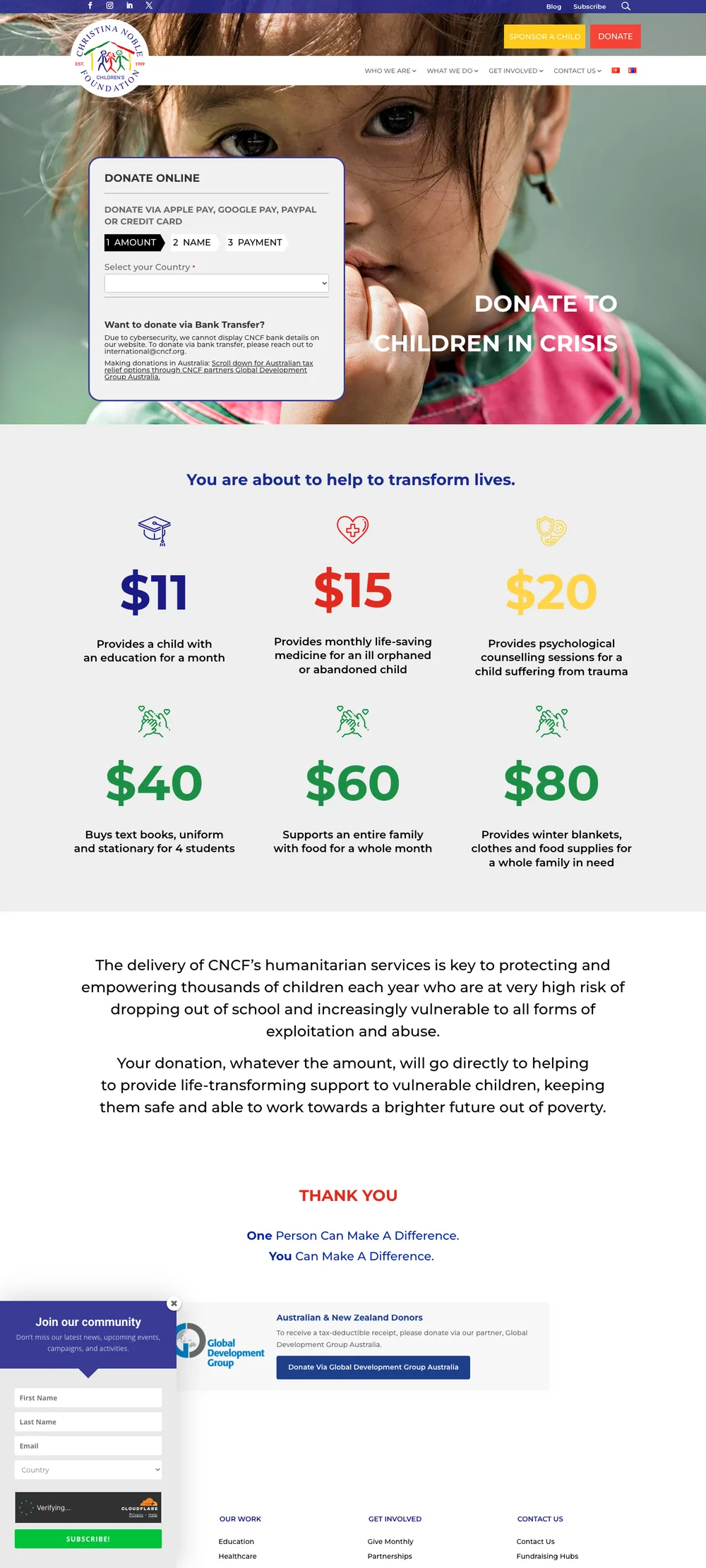 Current cncf.org donate page